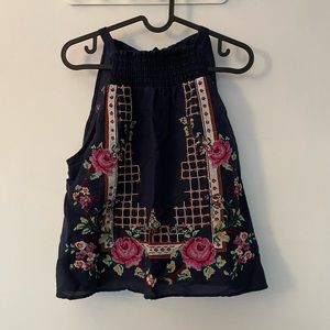 Free people linen embroidered blouses tank top